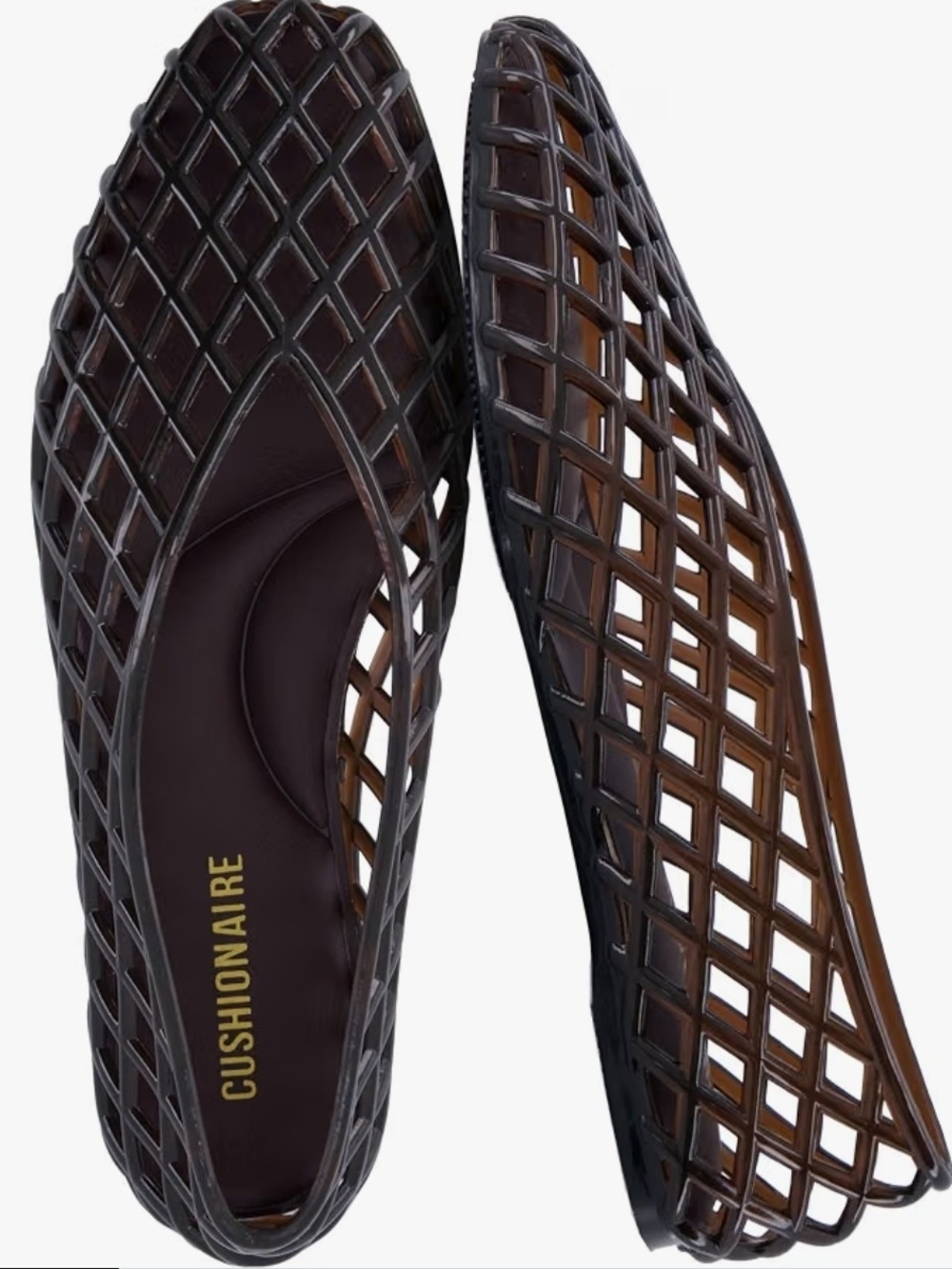 Cushionaire Women's Brown Lattice Cutout Flats